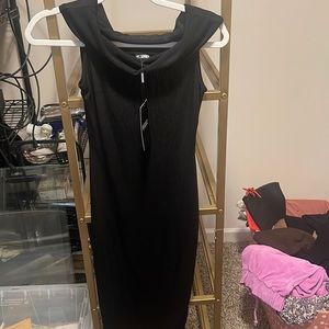 Black off the shoulder midi dress